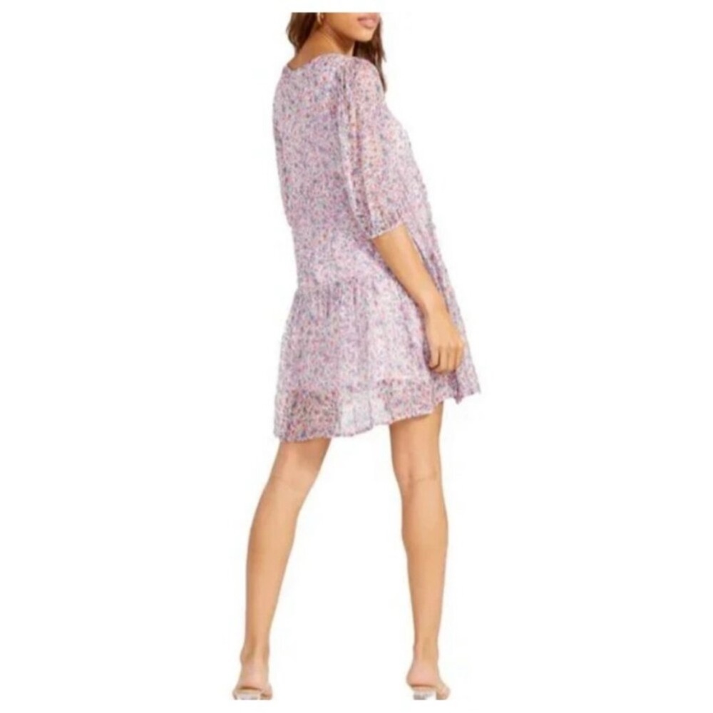BB Dakota by Steve Madden Free Spirit Floral Babydoll Chiffon Mini Dress XS - Picture 3 of 12